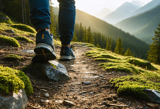 Men's trail running shoes from RISEVERA, blending luxury craftsmanship with modern outdoor adventure