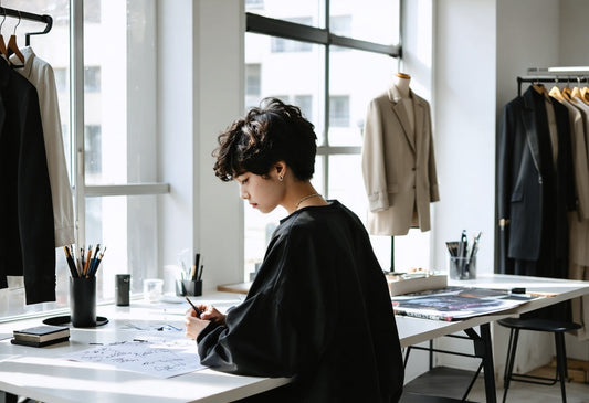 Emerging designer sketching the vision behind RISEVERA, where inspiration and artistry ignite in class 9