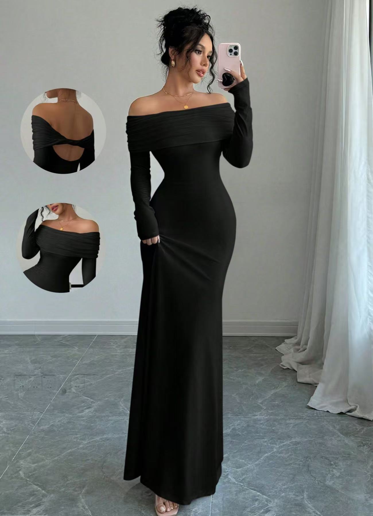 Women's  Off-shoulder Fashion Slim Temperament Sexy Sheath Dress