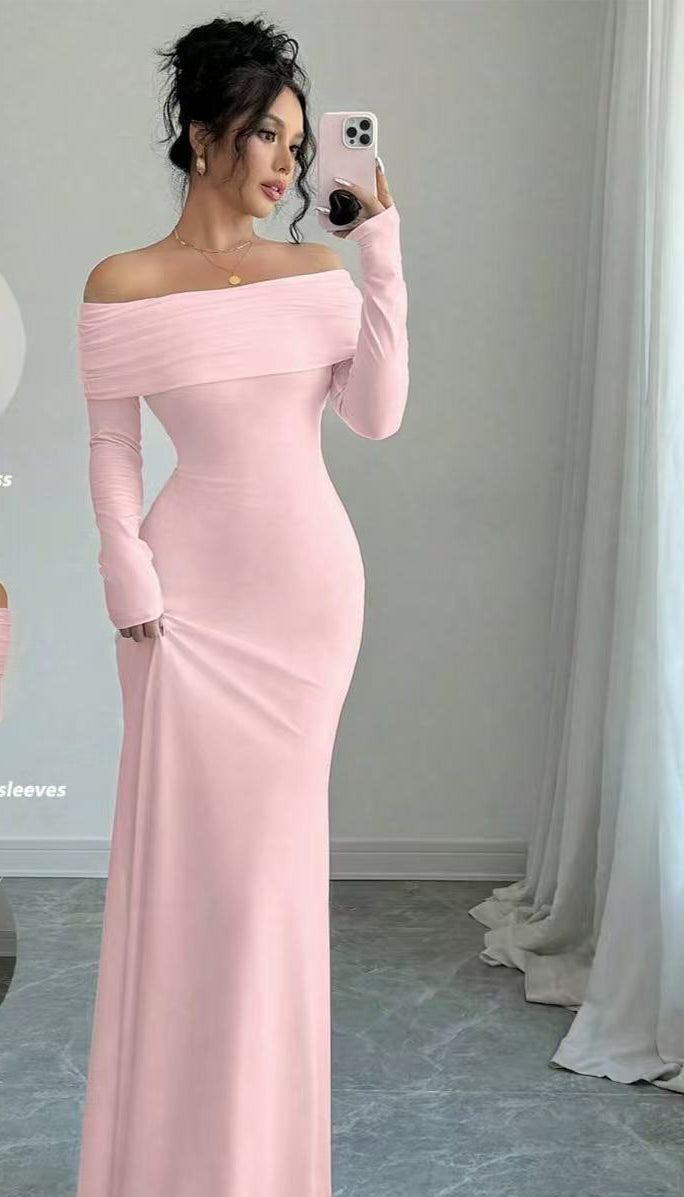 Women's  Off-shoulder Fashion Slim Temperament Sexy Sheath Dress