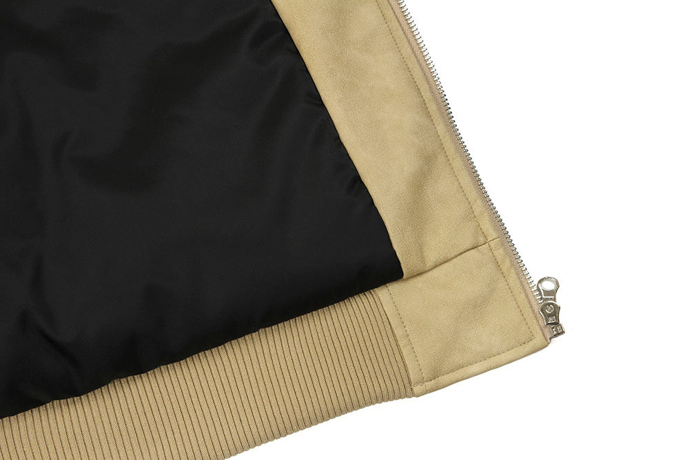 Embroidered PU Leather Jacket For Men