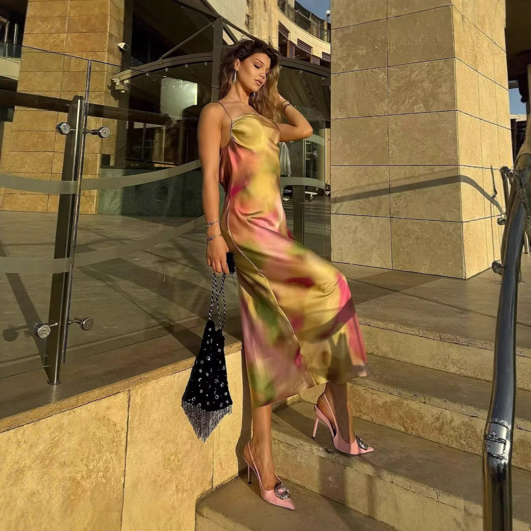 European And American Satin Dress Woman